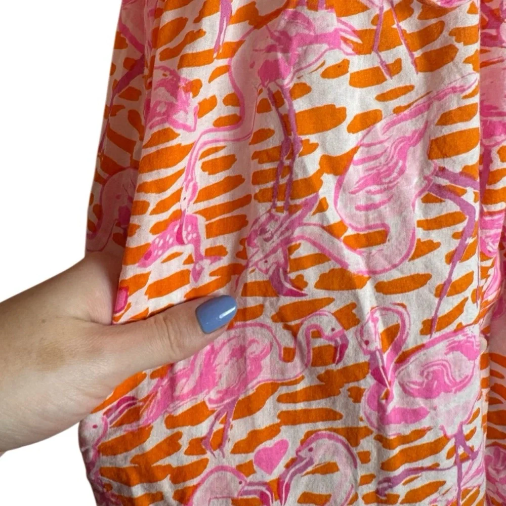 Gretchen Scott Flamingo Print Tie Waist Shirt Dress - Picture 7 of 10